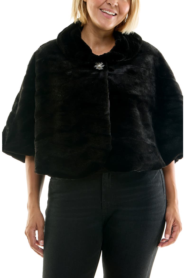 Faux Fur Bolero, Main, color, BLACK