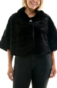 Nina Leonard Faux Fur Bolero