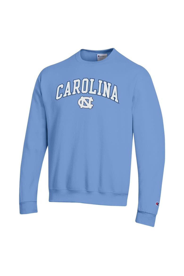 Men's Champion  Carolina Blue North Carolina Tar Heels Arch Over Logo Pullover Sweatshirt, Alternate, color, Light Blue