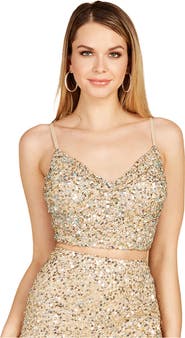 LARA New York Spaghetti Strap Beaded Top