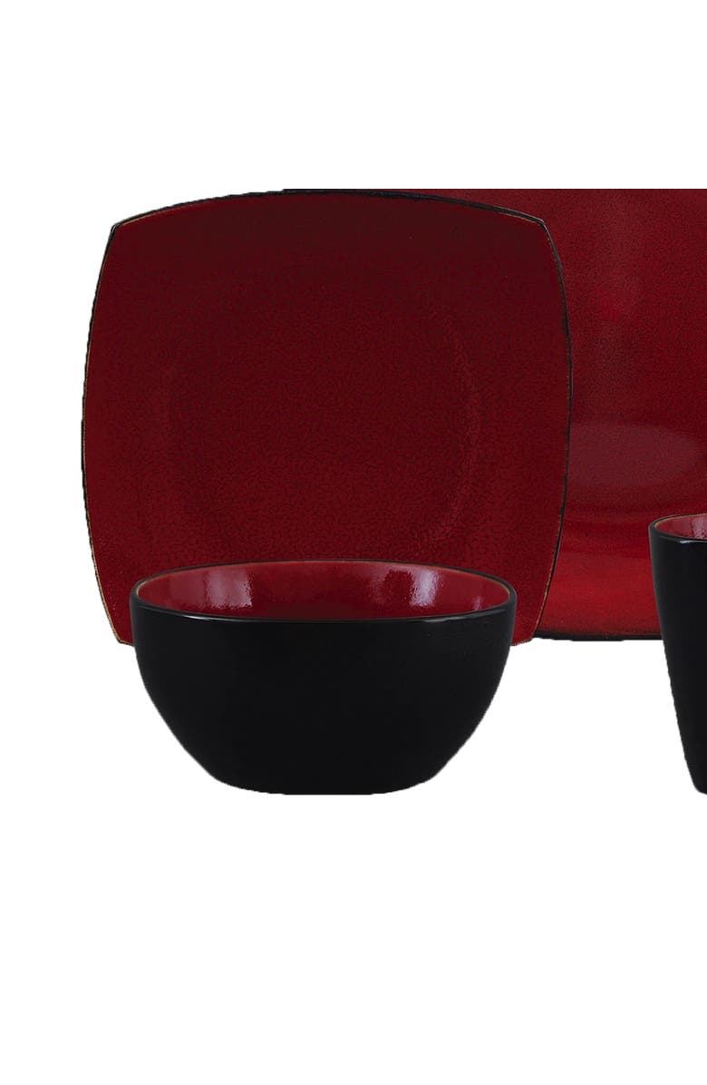 Gibson 16 Piece Square Stoneware Dinnerware Set, Alternate, color, Black