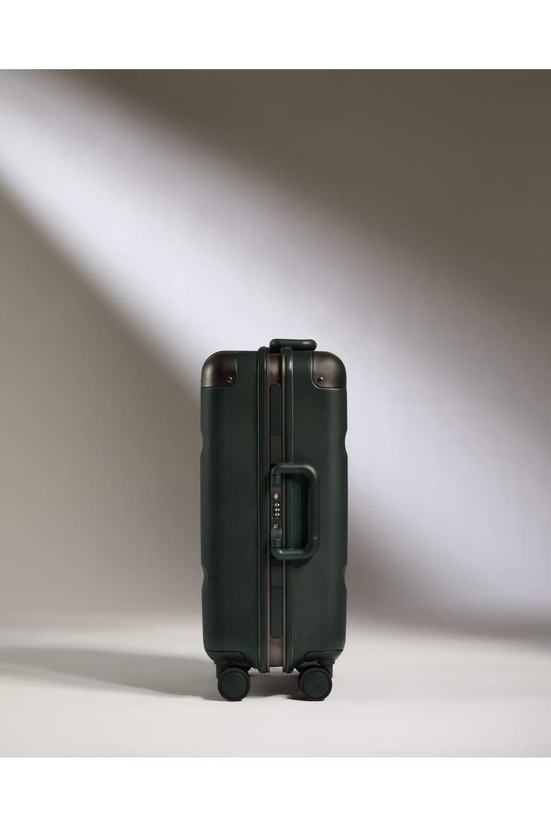 Heritage Stripe Cabin Suitcase, Alternate, color, Dark Forest Green