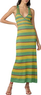 Diane von Furstenberg Esme Stripe Plunge Neck Knit Dress