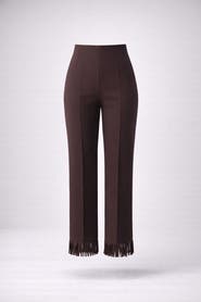 Sable Brisal High-waist Straight-leg Fringe-hem Pants