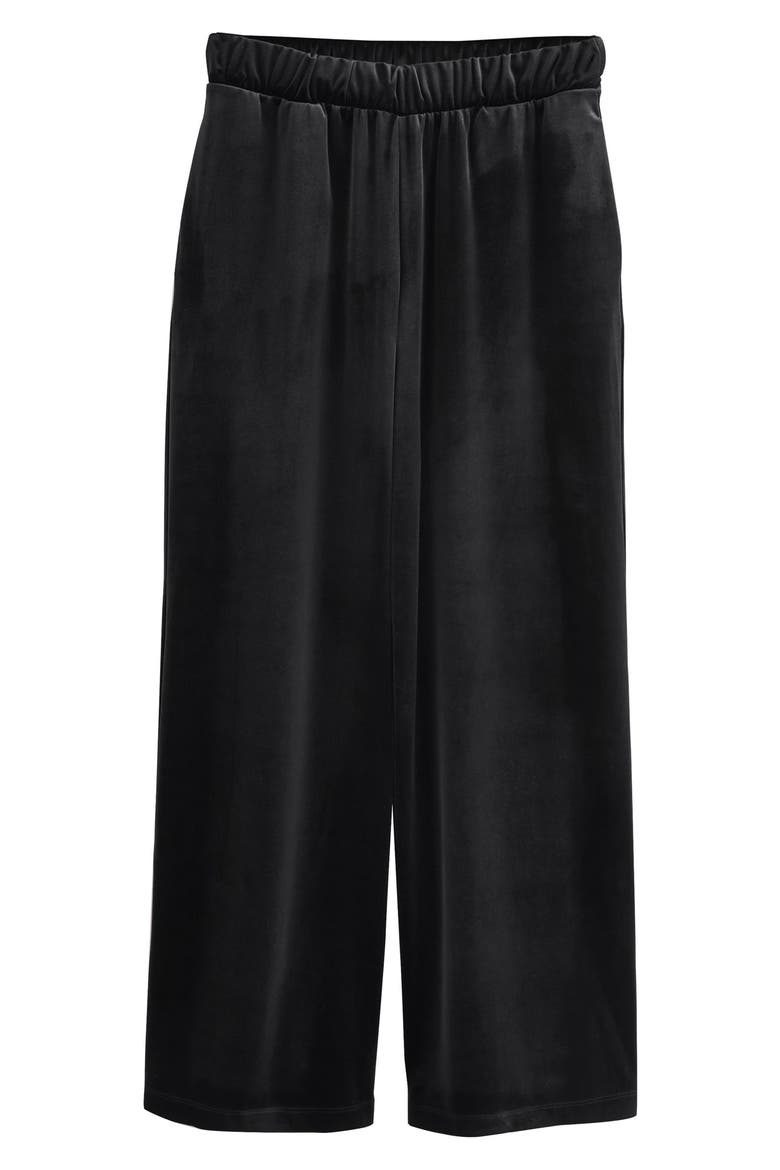 Velvet Wide Leg Pants, Alternate, color, BLACK