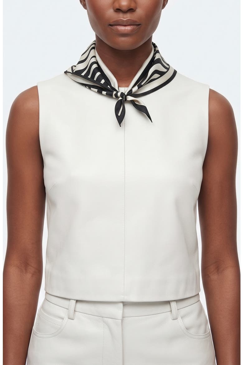 Zebra Wave Triangle Silk Scarf, Alternate, color, Black