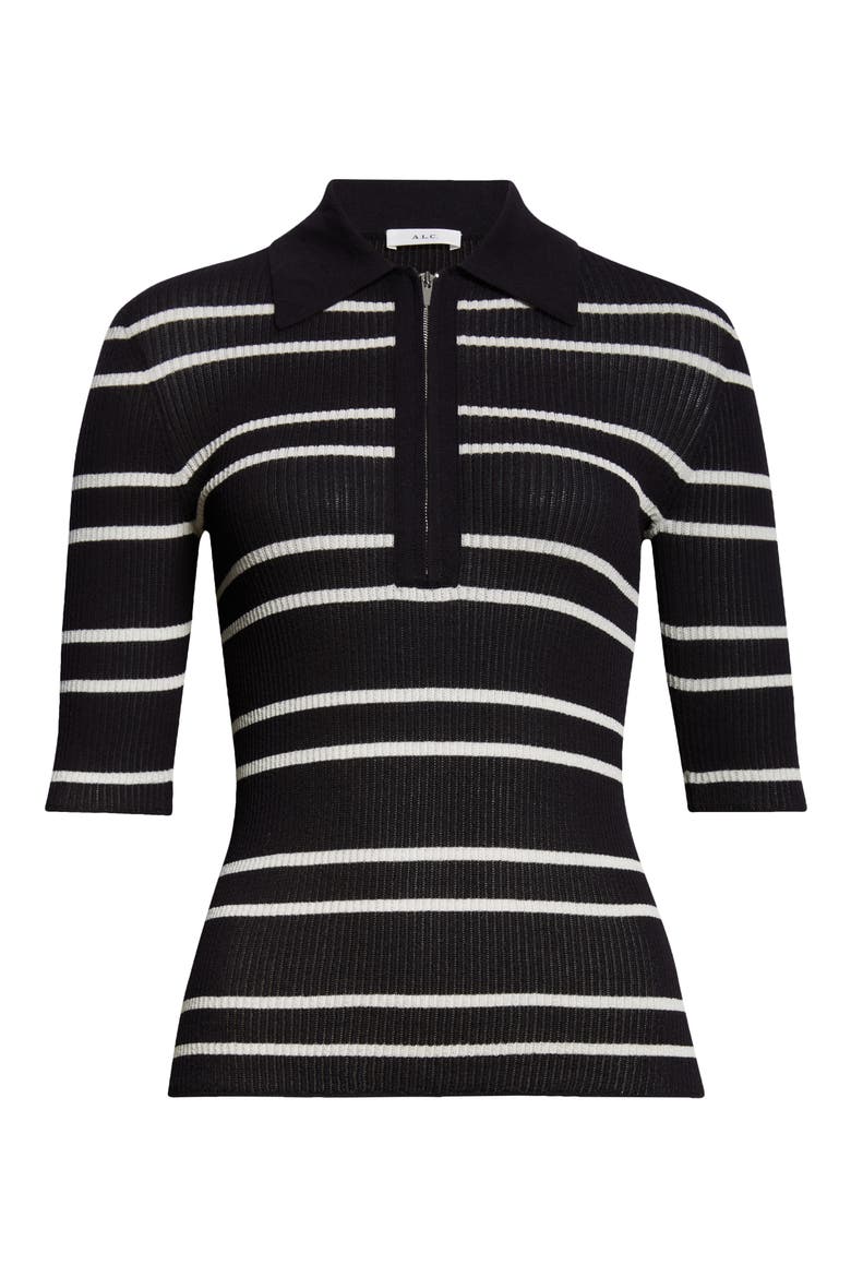 Cooper Stripe Knit Polo, Alternate, color, BLACK/ WHITE WIDE STRIPE
