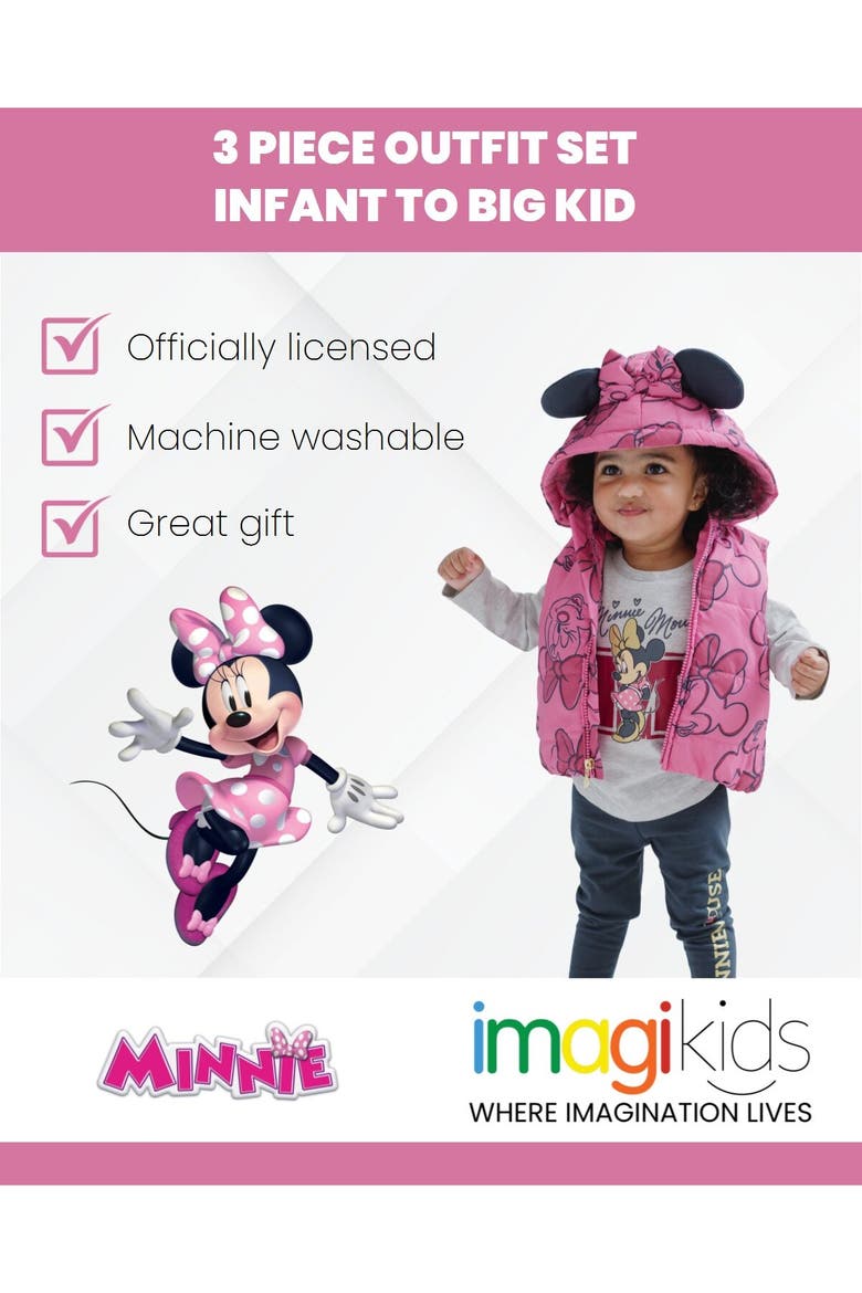 Minnie Mouse Vest Tee and Leggings Set, Alternate, color, Pink Grey Minnie