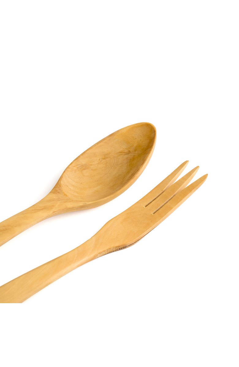 Berard Contour 12-Inch Olive Wood Salad Servers, 2 Piece Set, Alternate, color, Brown
