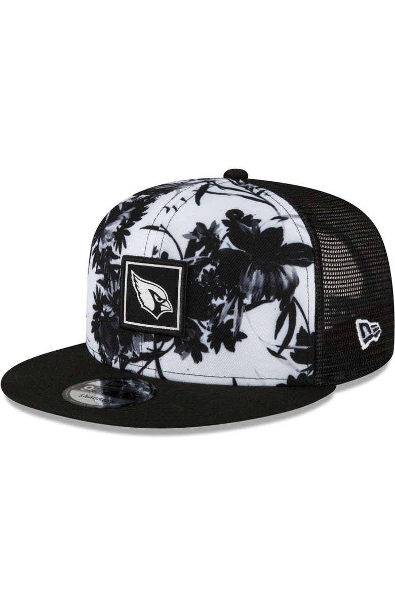 New Era Men's New Era White/Black Arizona Cardinals Landscape Trucker 9FIFTY Snapback Hat, Main, color, 