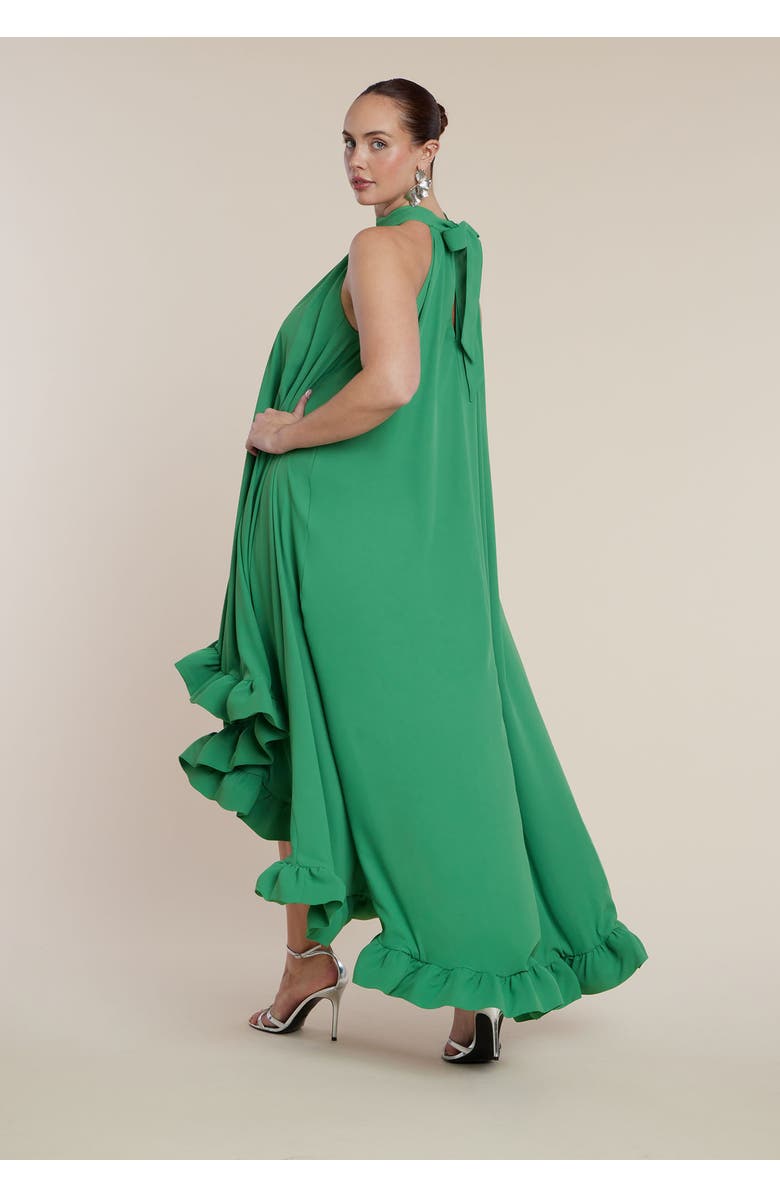 ELOQUII High Low Dramatic Ruffle Detail Dress, Alternate, color, Mint Green