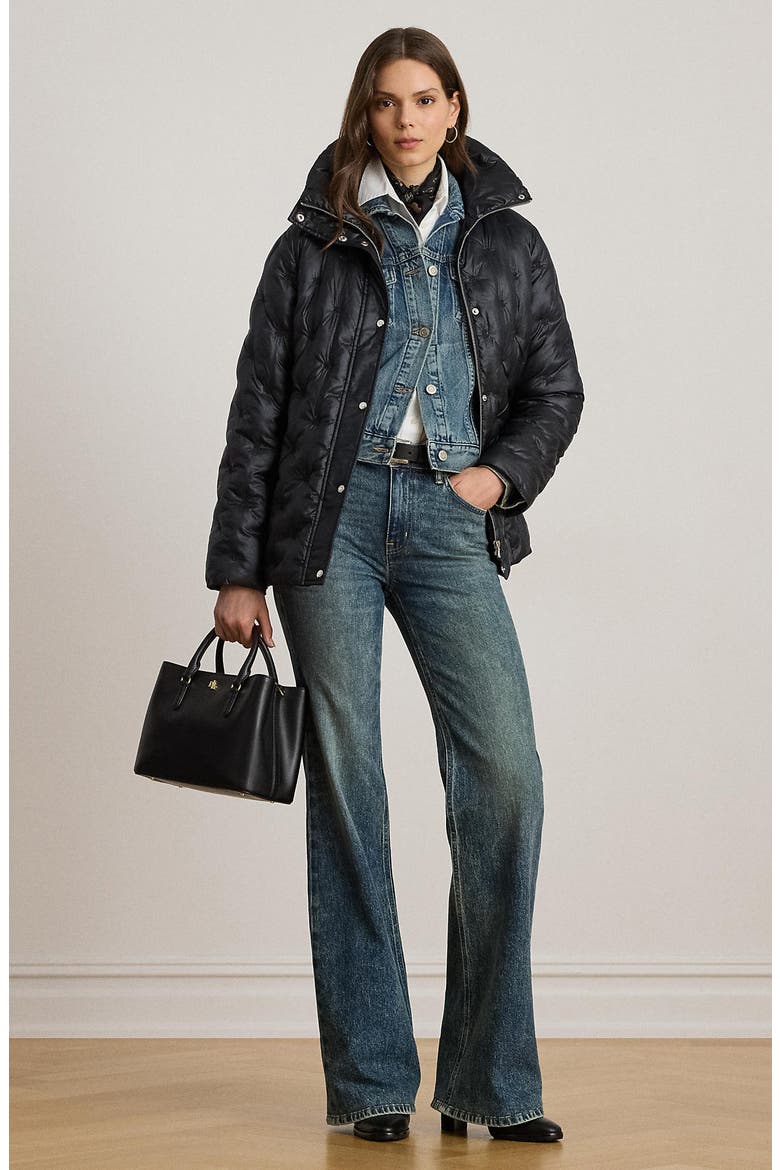 Monogram Quilted Puffer Jacket, Alternate, color, BLACK