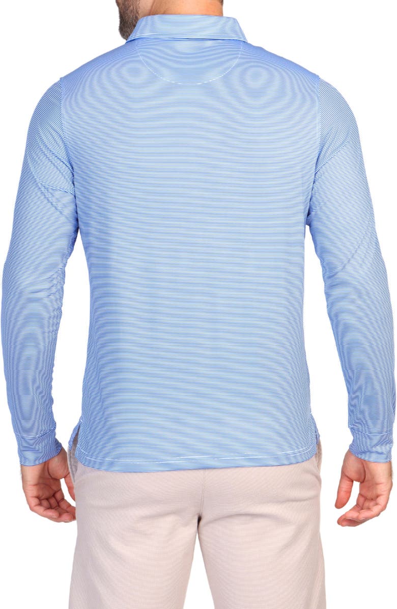 TailorByrd Micro Stripe Printed Long Sleeve Performance Polo, Alternate, color, Blue