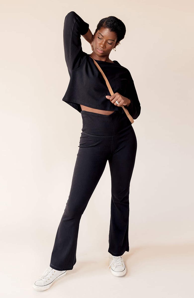 Of an Origin Organic Cotton Long Sleeve Rib Knit Crop Top & Nursing Cover, Alternate, color, 