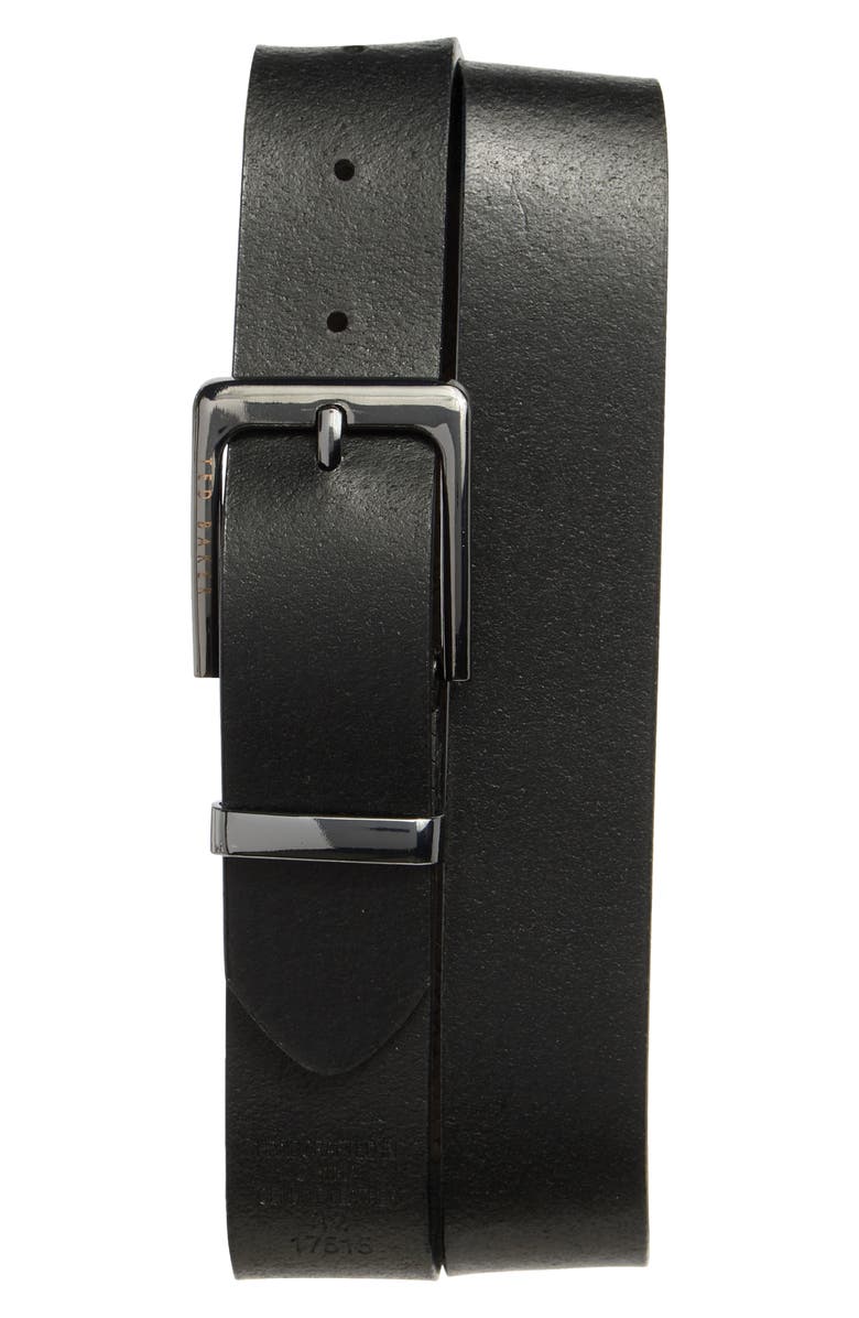 Ted Baker London Reversible Embossed Leather Belt, Alternate, color, Black