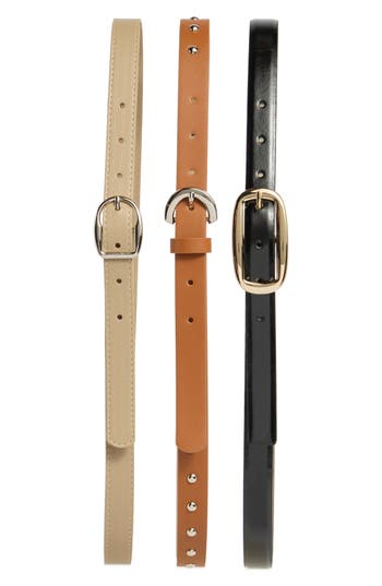 Steve Madden 3-for-1 Assorted Belts In Cognac-black-camel