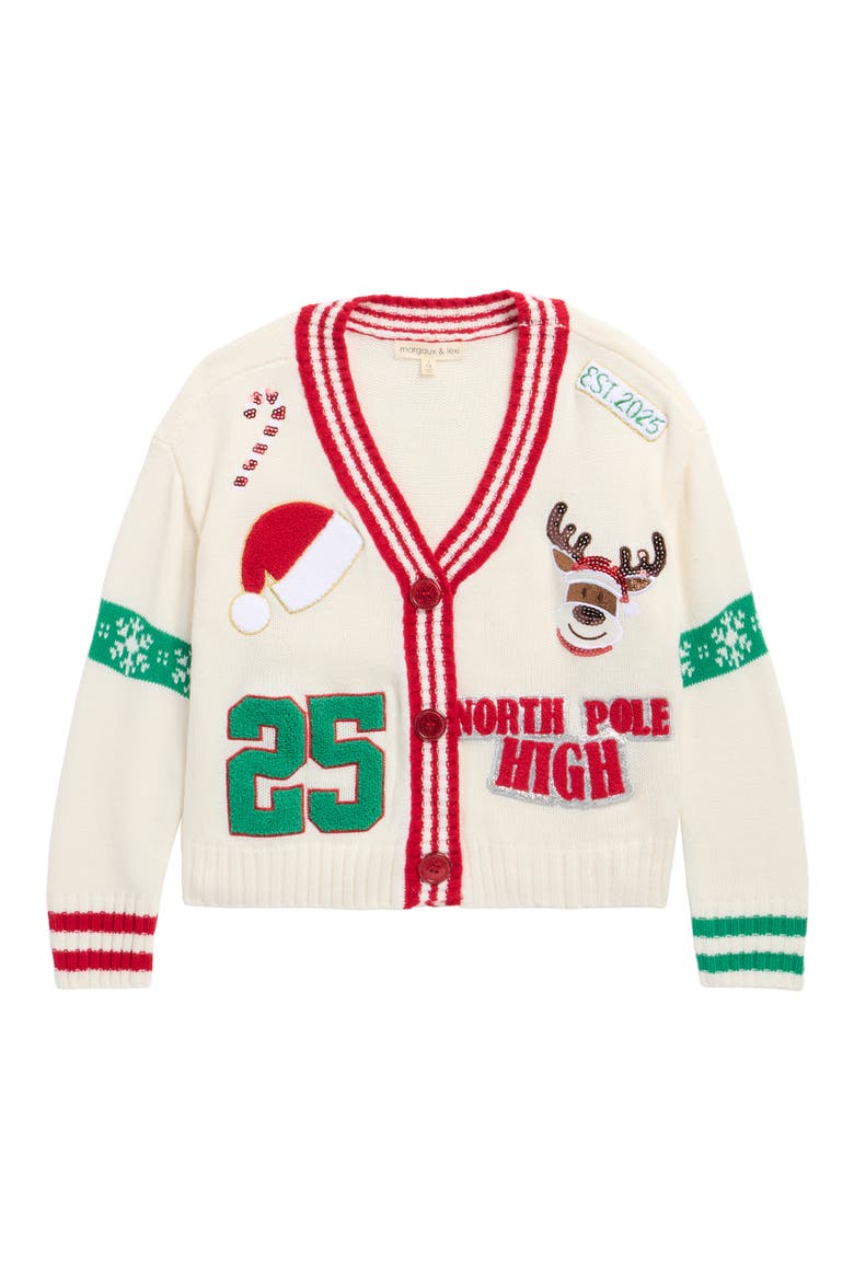 Kids' Varsity Christmas Cardigan, Main, color, IVORY