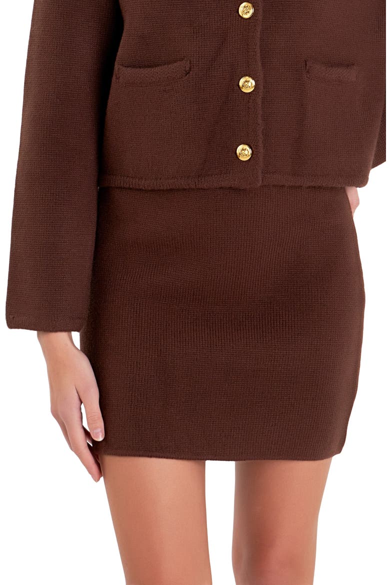 Knit Pencil Miniskirt, Alternate, color, CHOCOLATE