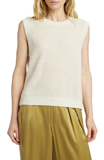 Faherty Miramar Sleeveless Linen Sweater In Summer Sand