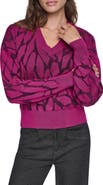 DKNY Jacquard V-Neck Sweater