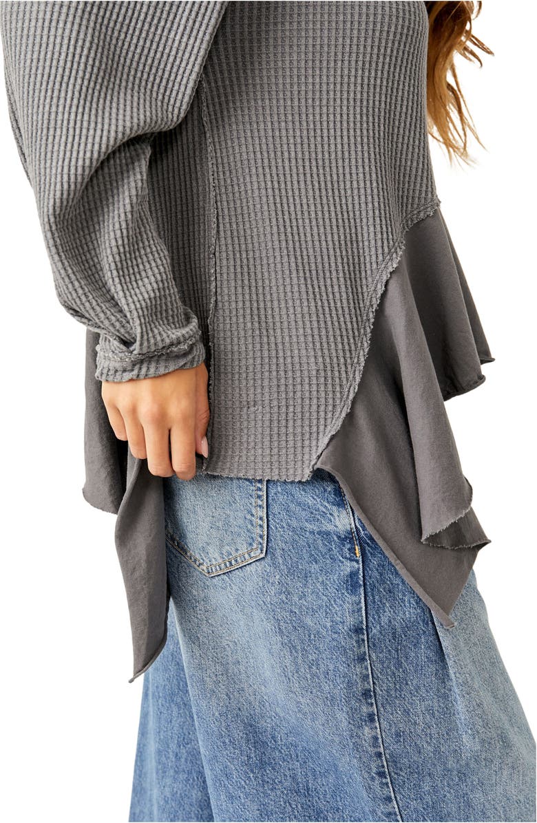 Free People Vada Asymmetric Waffle Knit Peplum Top, Alternate, color, 