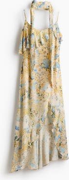 H&M Flounced Chiffon Dress With Scarf