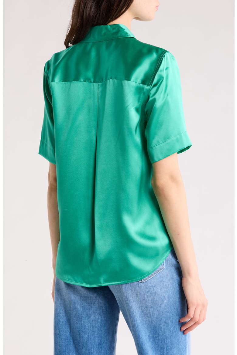 Elah Short Sleeve Silk Shirt, Alternate, color, BRIGHT SEA