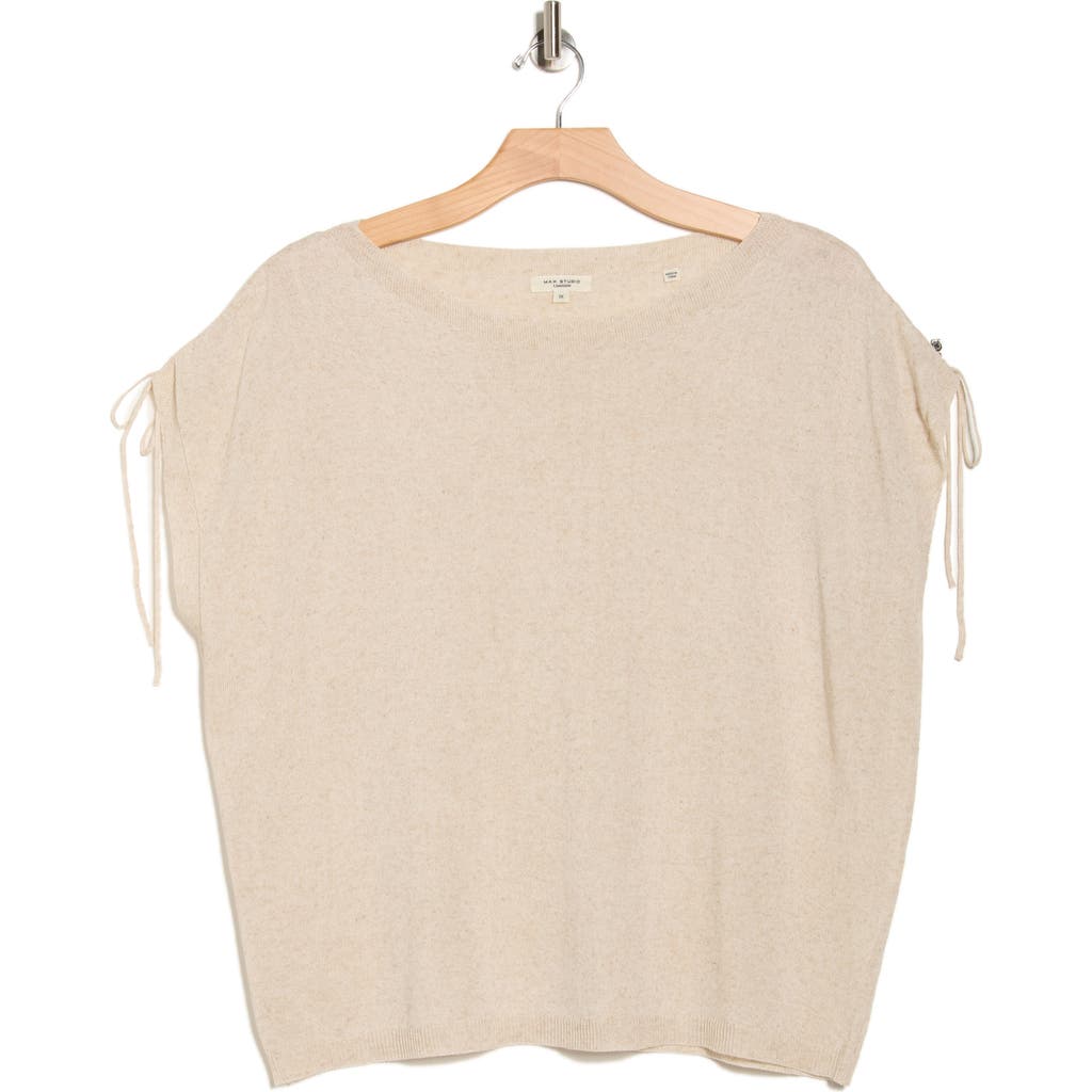 Max Studio Ruched Shoulder Cap Sleeve Sweater In Gray