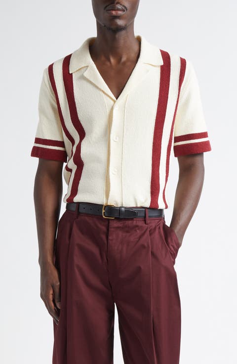 Stripe Knit Camp Shirt