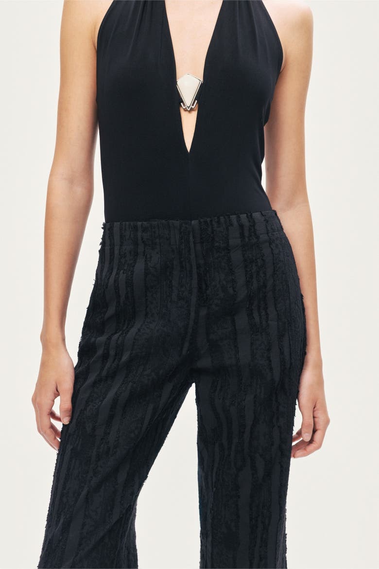 Halter Deep V Blouse, Alternate, color, Black