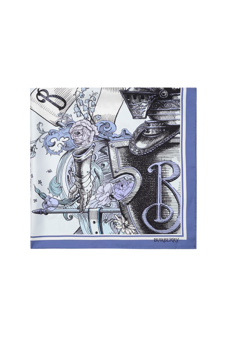 Etched Knight Silk Scarf, Alternate, color, Cornflower blue