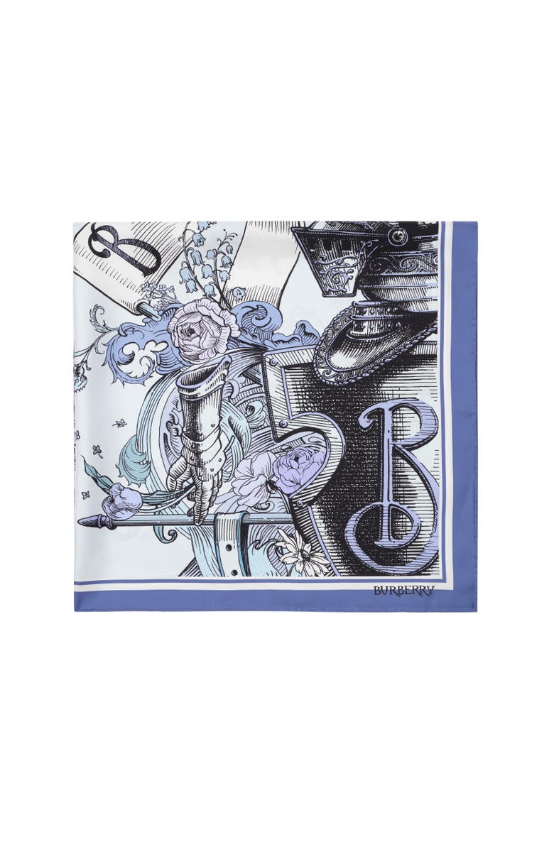 Burberry Etched Knight Silk Scarf, Alternate, color, Cornflower Blue