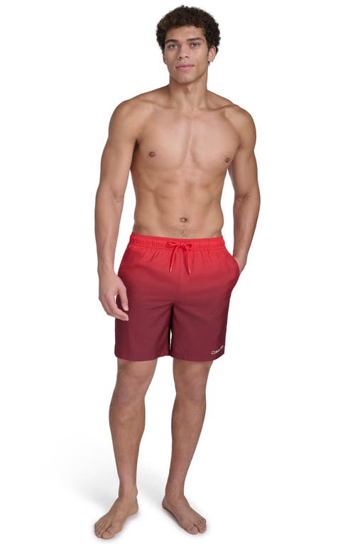 Calvin Klein Core Volley Gradient Dot Swim Trunks In Red