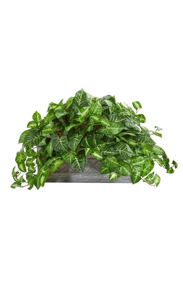 NEARLY NATURAL Nephthytis Artificial Plant in Stone Planter, Main, color, Green