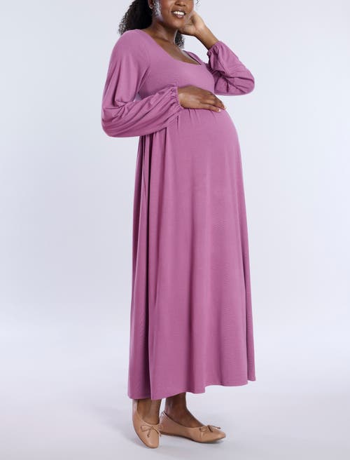 Motherhood Maternity Long Sleeve Empire Waist Maxi Dress In Grape Nectar