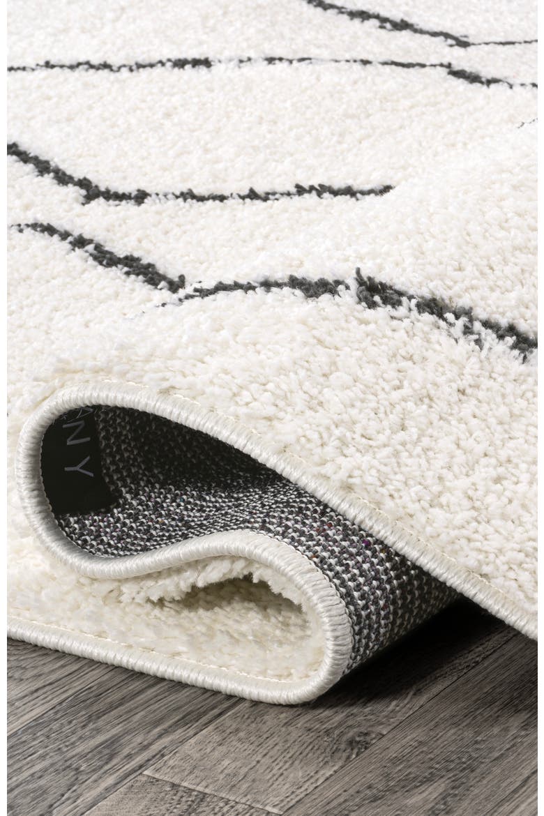 Catala Moroccan Diamond Shag Area Rug, Alternate, color, White/Gray