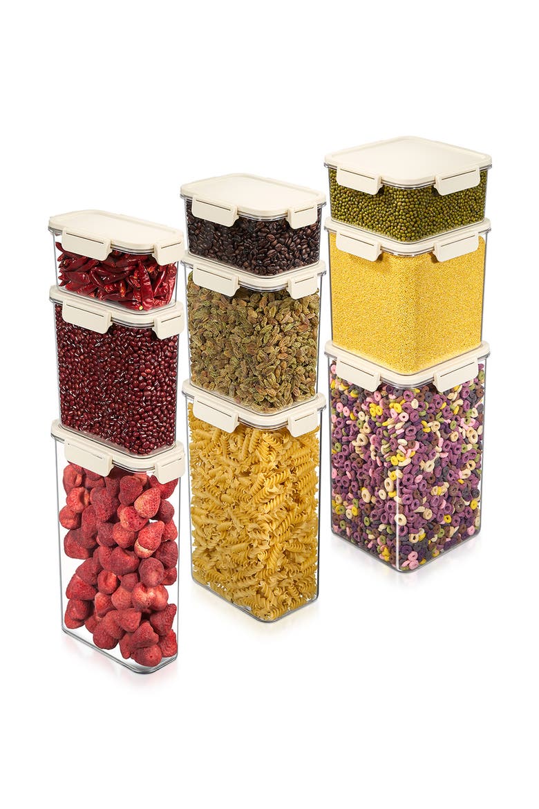 9-Pack Reusable Snap Lid Airtight Food Storage Container Set, Alternate, color, NO COLOR