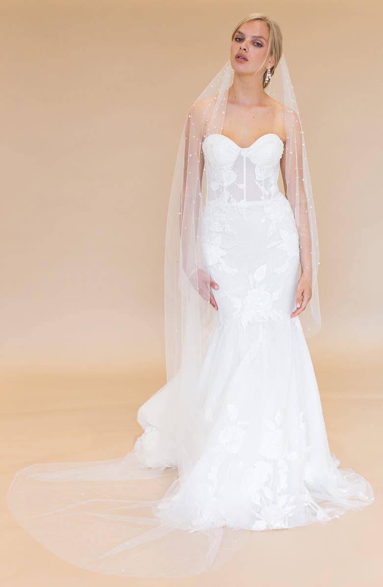 Brides & Hairpins Novalie Imitation Pearl & Crystal Veil, Alternate, color, Ivory