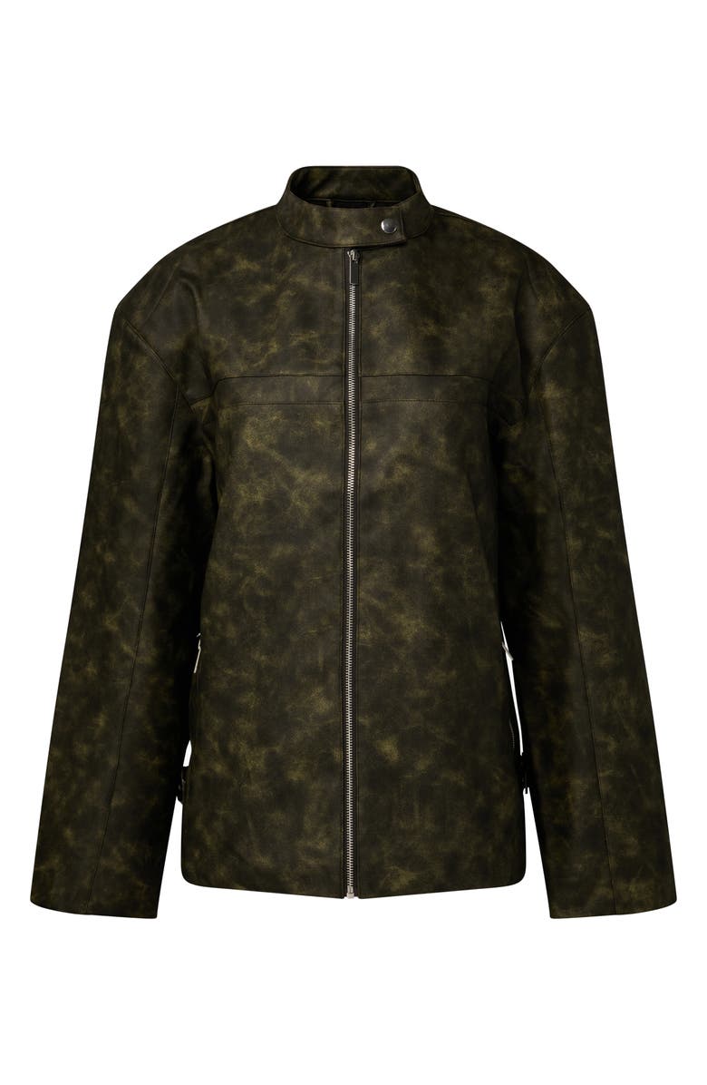 WeWoreWhat Patina Faux Leather Moto Jacket, Alternate, color, Black/ Dark Grey