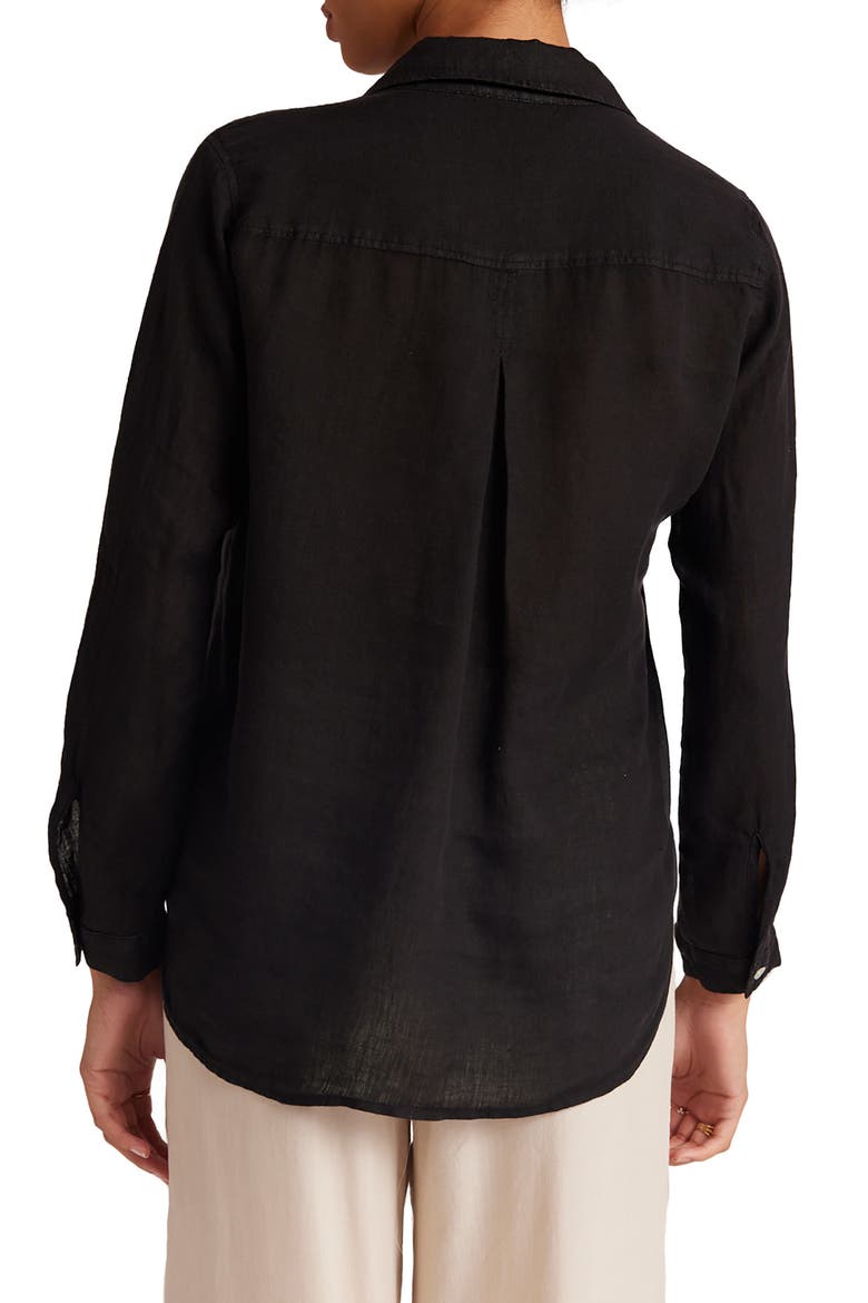 Garment Dyed Linen Button-Up Shirt, Alternate, color, VINTAGE BLACK