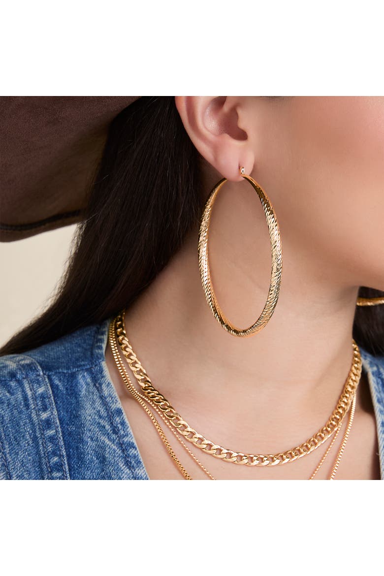 JS Jessica Simpson Wide Textured Hoop Earrings, Alternate, color, Gold