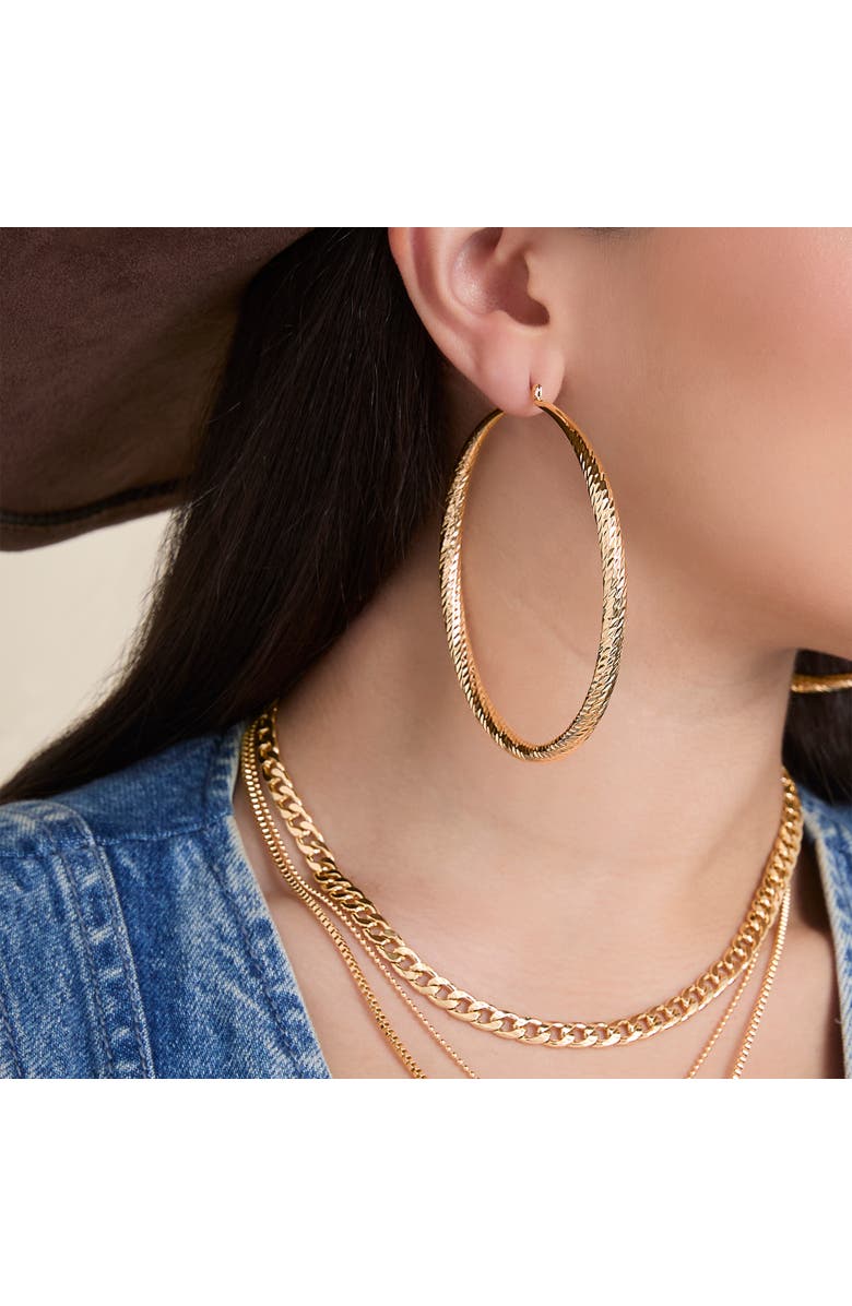 Jessica Simpson Wide Textured Hoop Earrings, Alternate, color, Gold