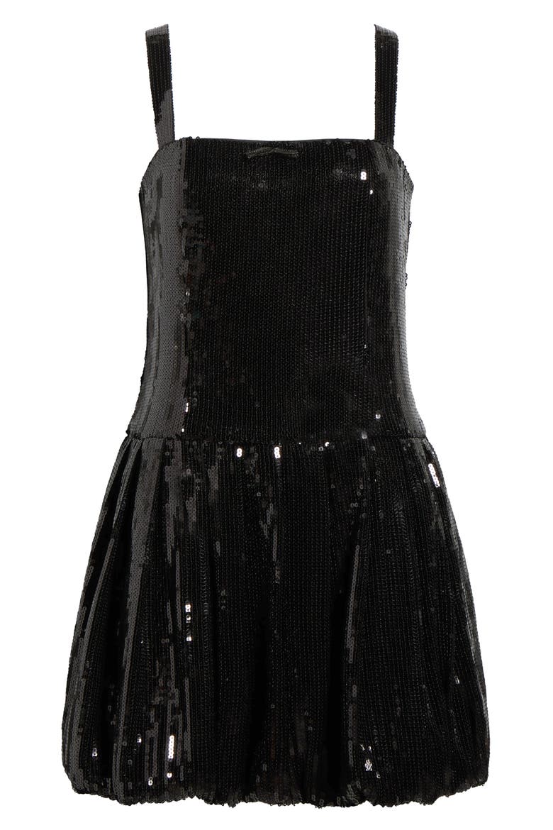Bella Bubble Hem Sequin Cocktail Minidress, Alternate, color, BLACK