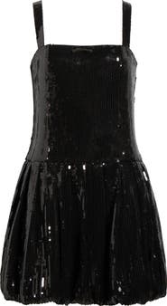 WAYF Bella Bubble Hem Sequin Cocktail Minidress