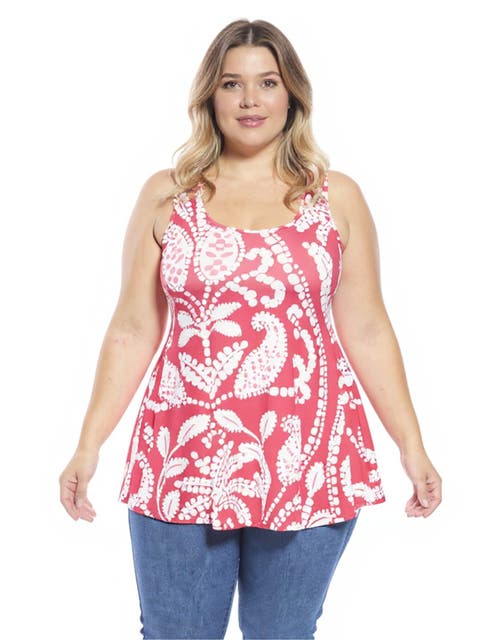 Plus Size Paisley Scoop Neck Tunic Tank Top