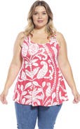 24seven Comfort Apparel Plus Size Paisley Scoop Neck Tunic Tank Top