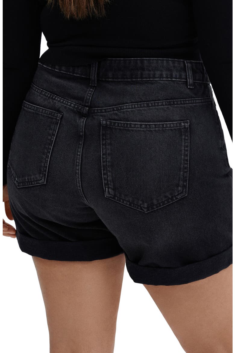 High Waist Mom Fit Denim Shorts, Alternate, color, BLACK DENIM