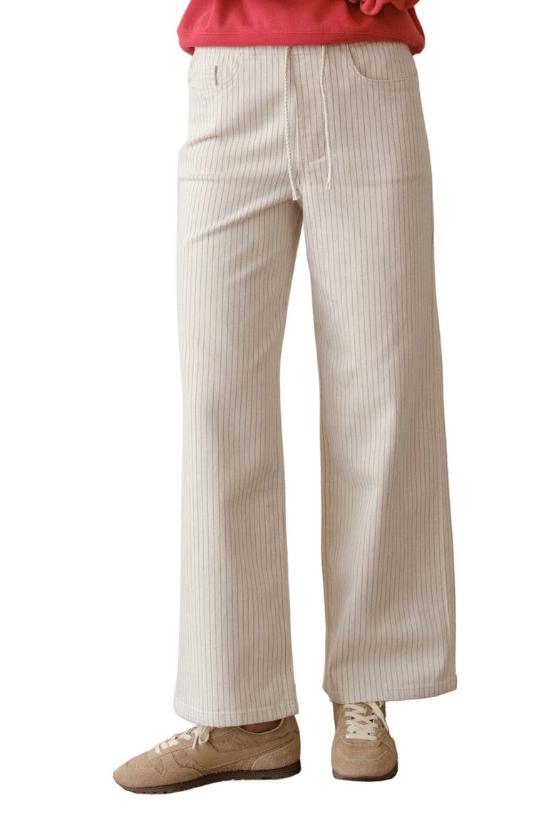 Ella Stripe Wide Leg Drawstring Pants, Main, color, TICKING STRIPE