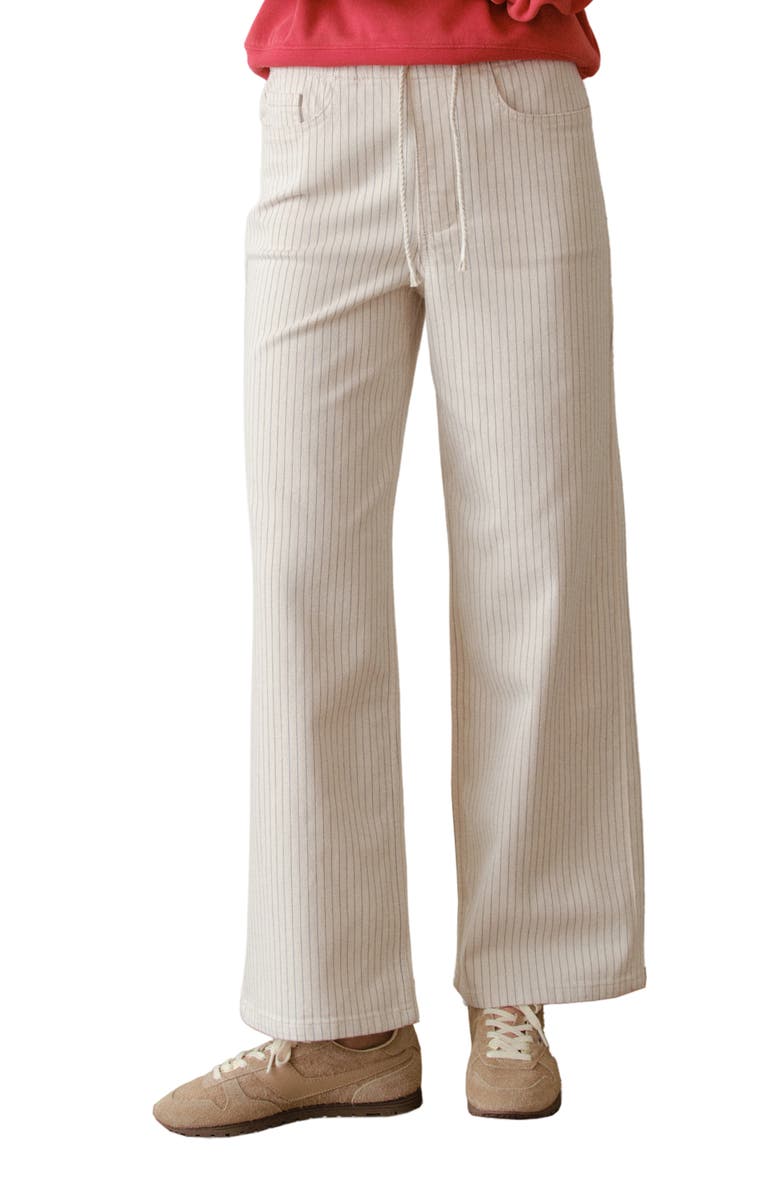 Marine Layer Ella Stripe Wide Leg Drawstring Pants, Main, color, Ticking Stripe