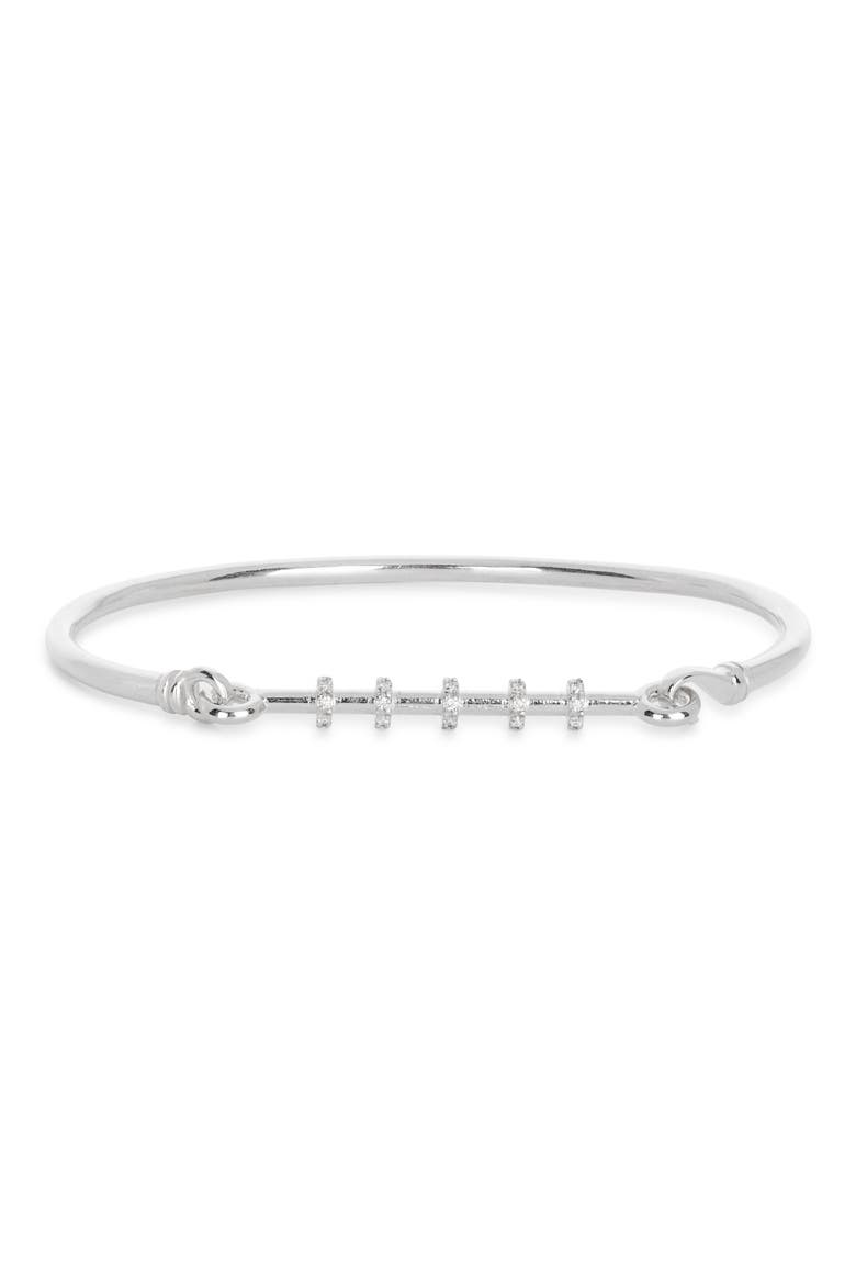Diamond Row Bangle Bracelet, Main, color, WHITE GOLD